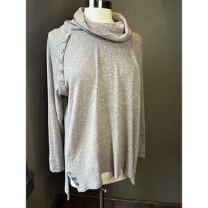 Erin London Touch Luxe Cowl Neck Button Accent Tau Color Size PXL Cozy Sweater